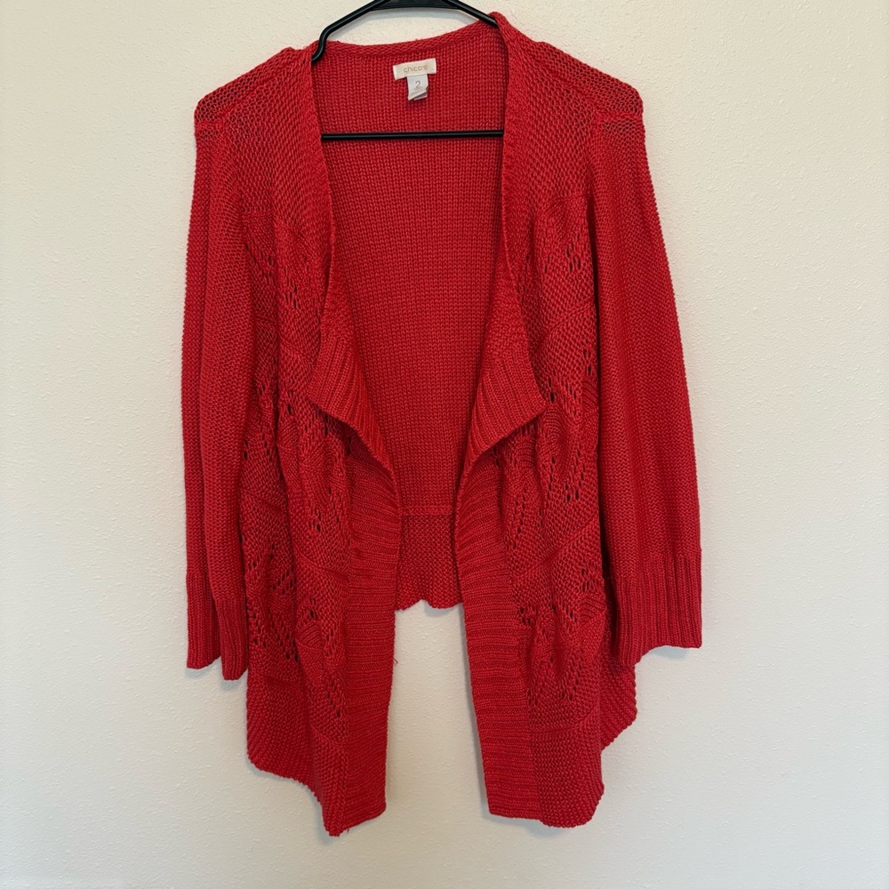 Chicos Size 2 Open-Front Sweater